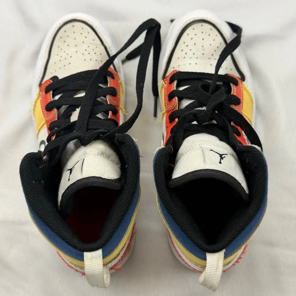 Jordan Air Jordan 1 Mid SE DIY Kids 2.5Y White Red Yellow Blue DV1318-100
